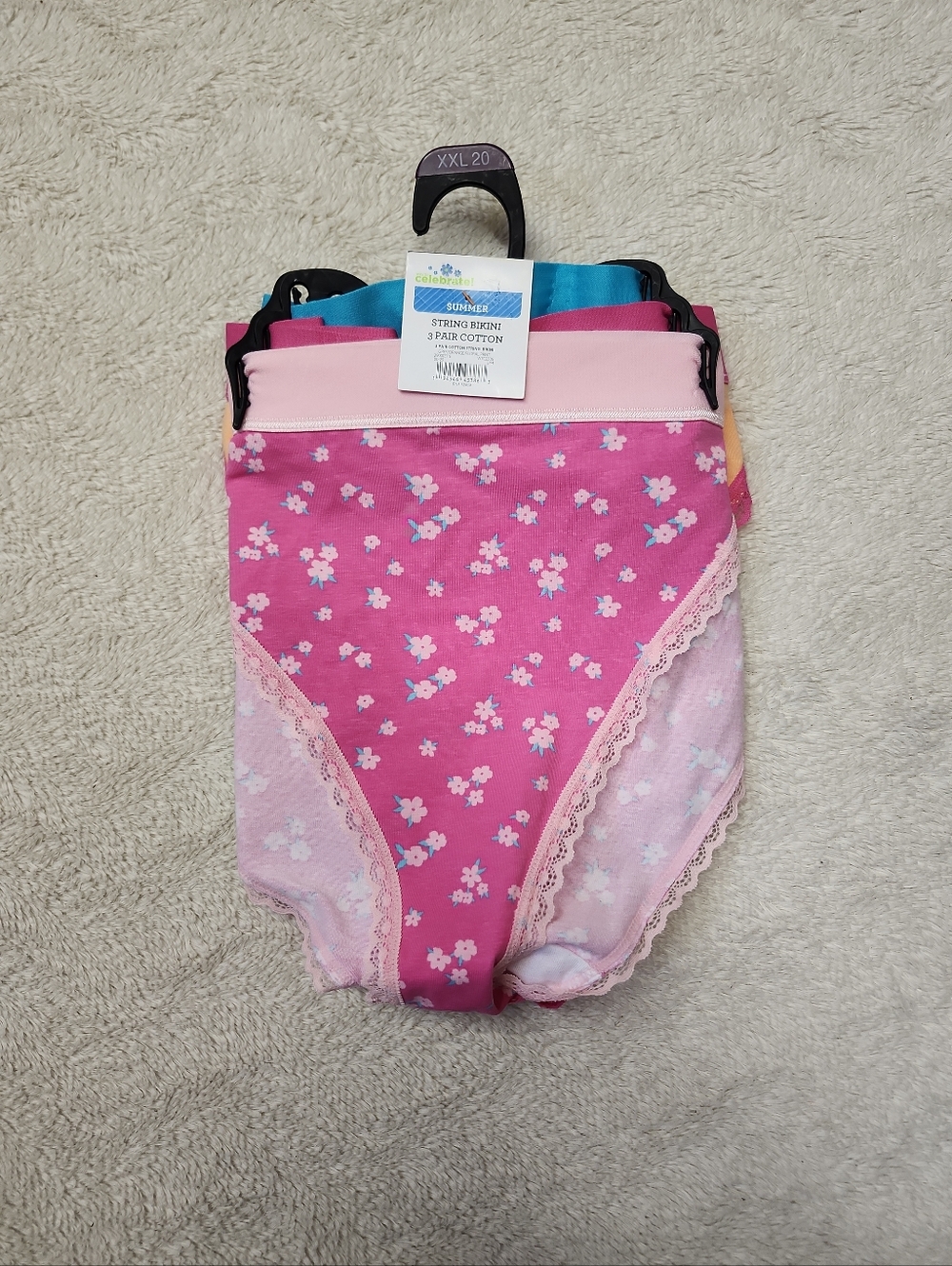 • NWT Way To Celebrate Women's 3-Pair Cotton String Bikini Panties Size XXL